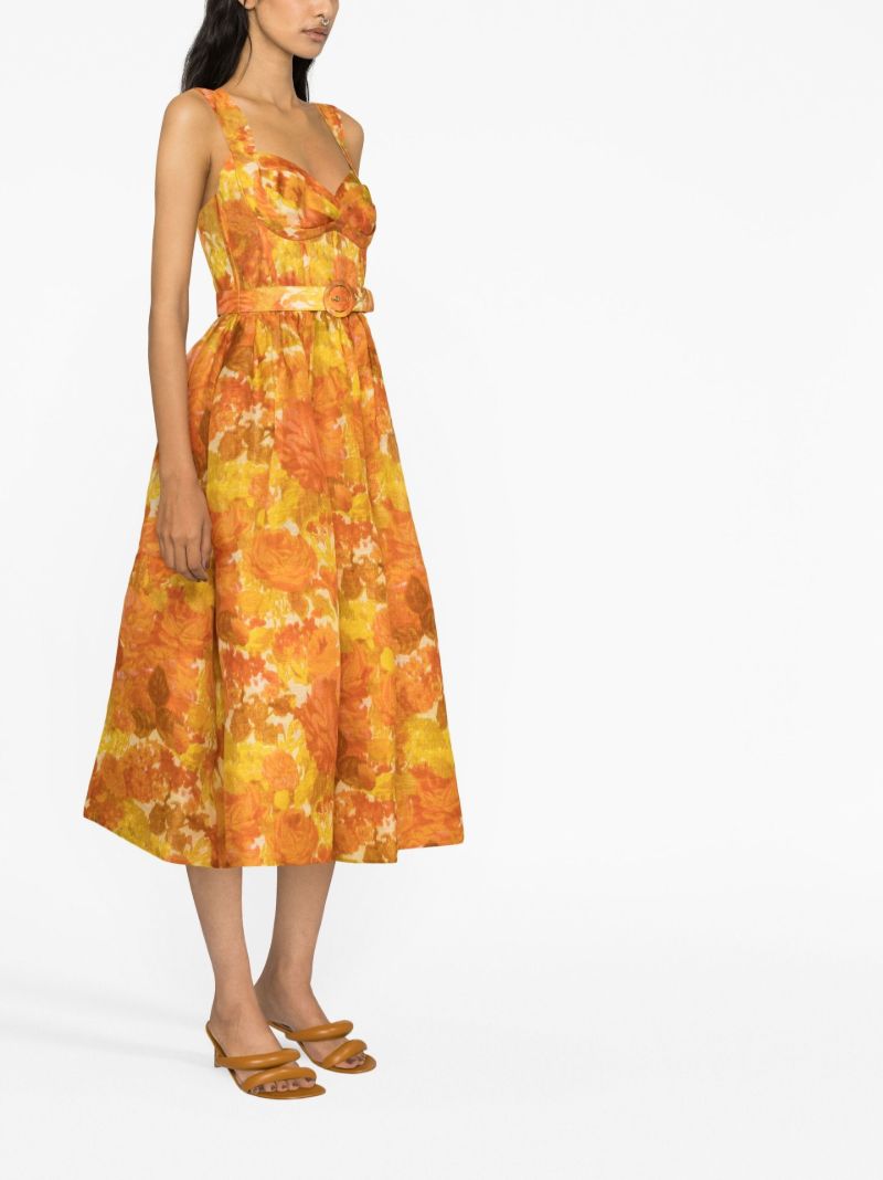 Orange High Tide Picnic Midi Dress