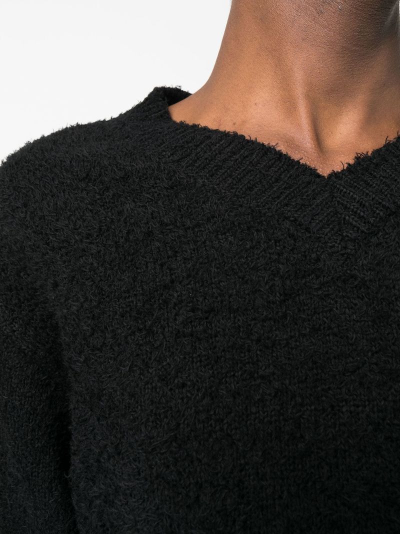 Black V-neck Organic Cotton Jumper