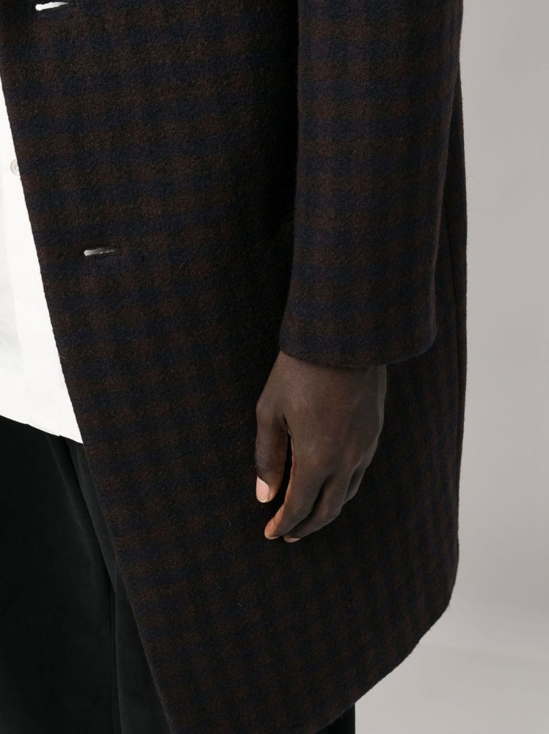 Brown Chesterfield Check Wool Coat