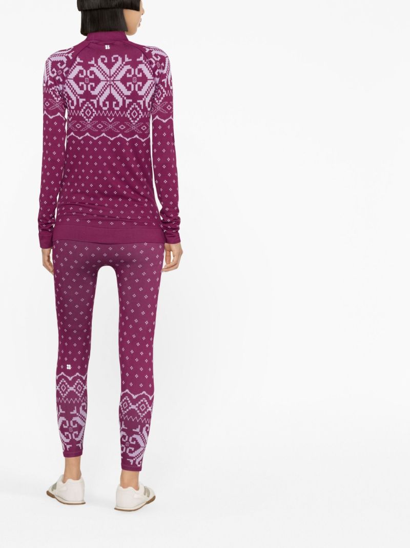 Pink Fair Isle Base Layer Ski Leggings