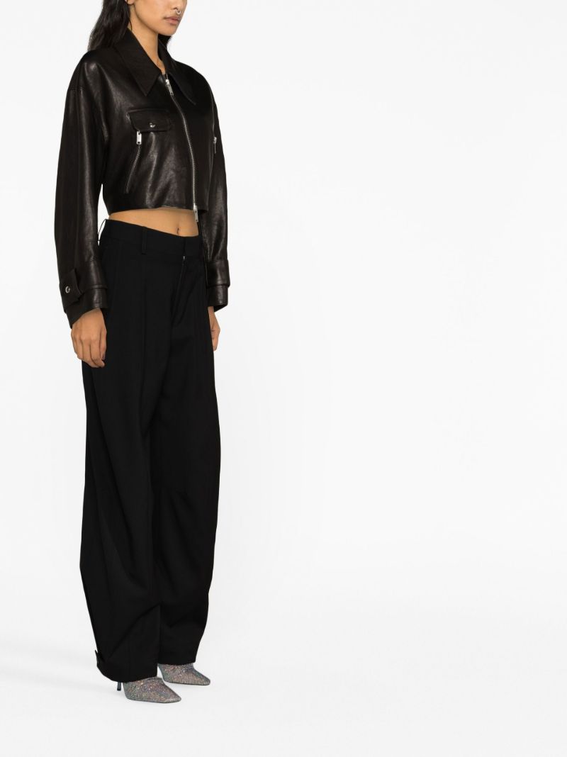 Black Wool Wide-leg Trousers