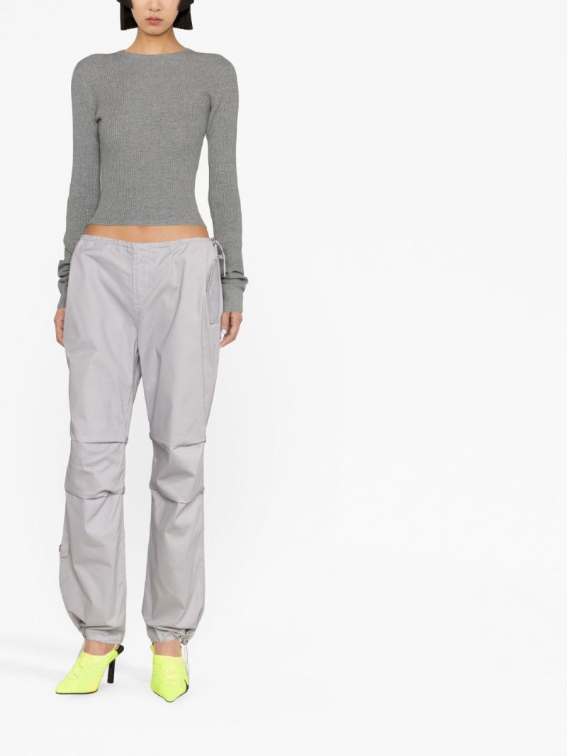Grey Low-rise Cargo Trousers