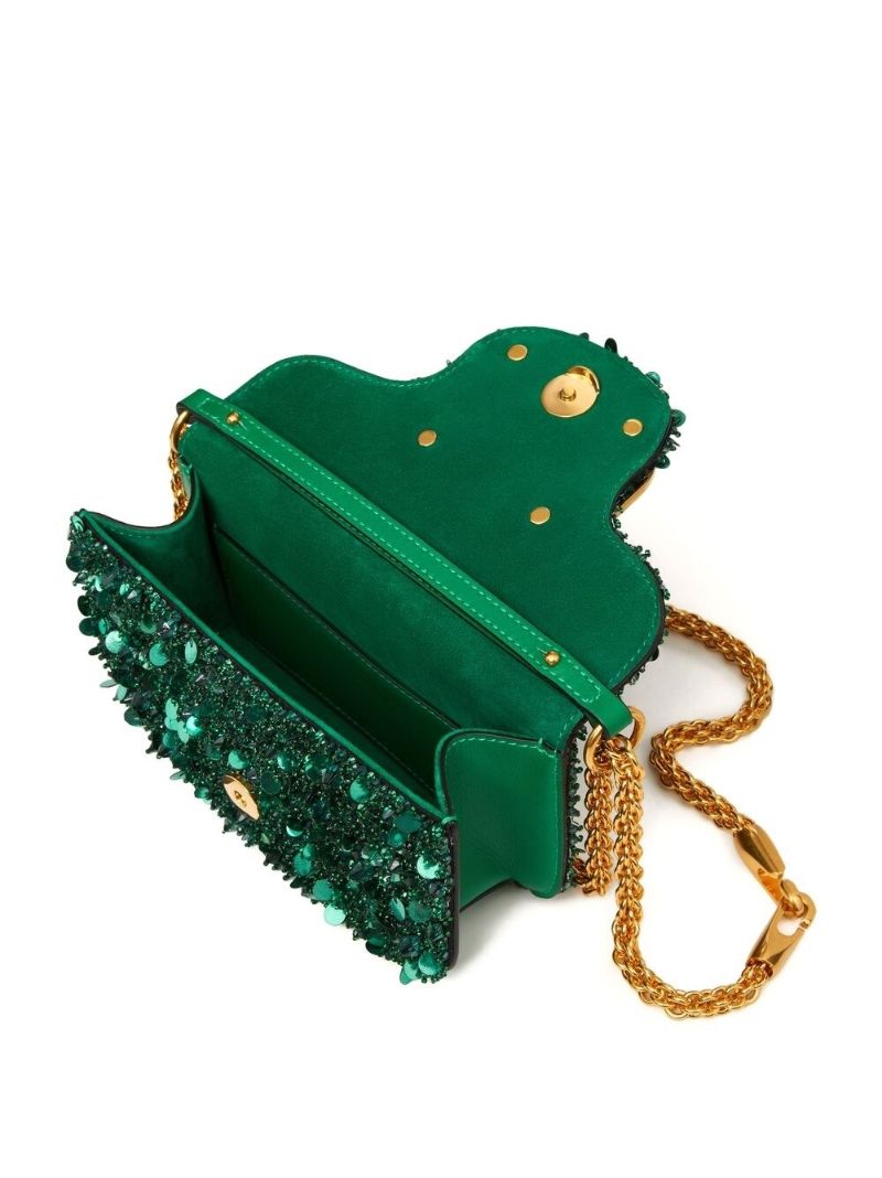 Green Small LocÃ_x0083_² Embellished Shoulder Bag