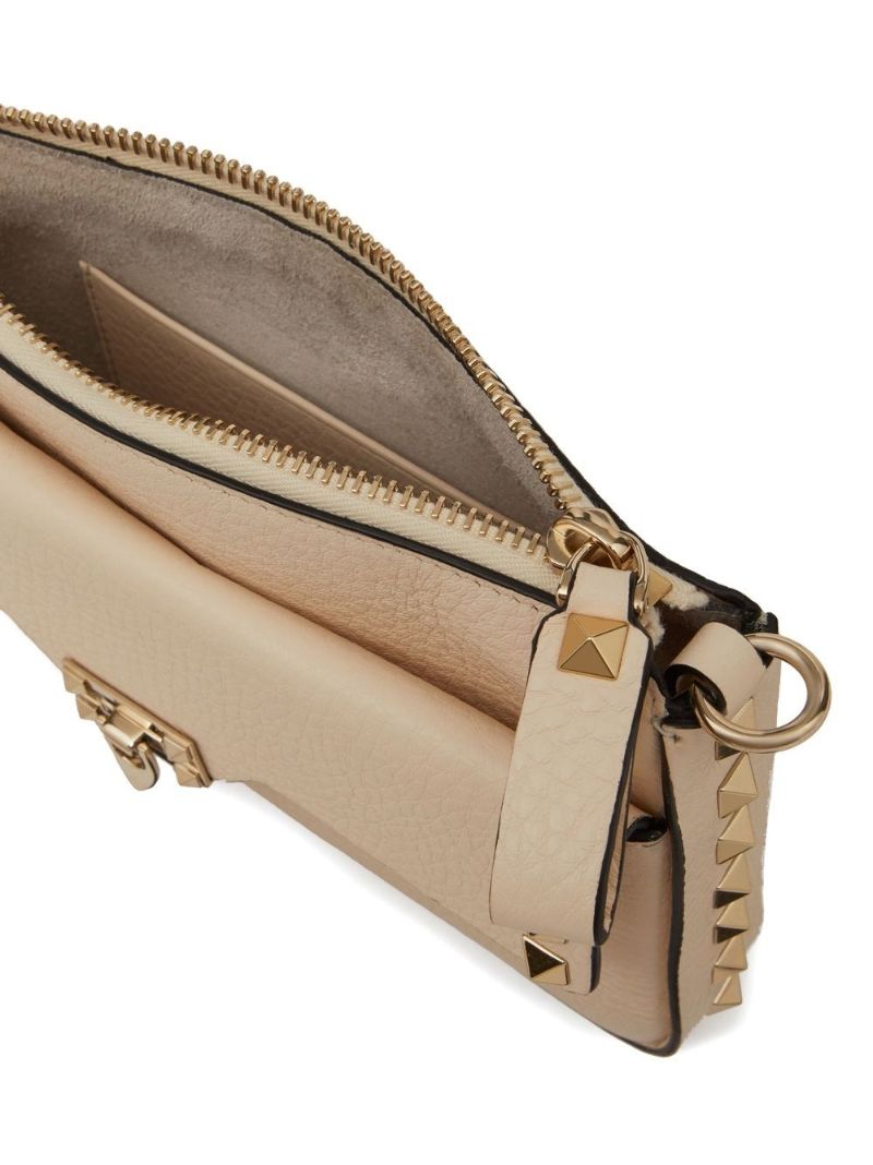 Beige Leather Rockstud Mini Bag