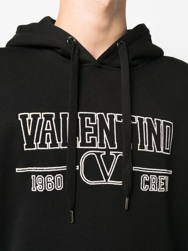 Black Logo Print Cotton Hoodie