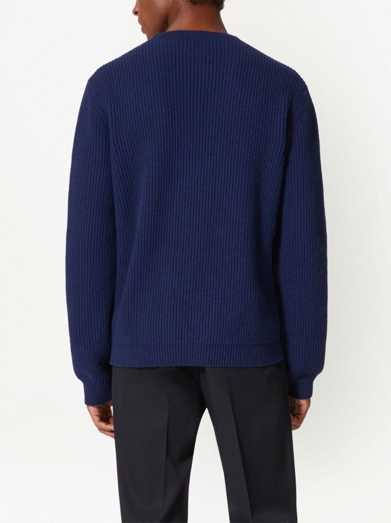 Blue Logo-embroidered Wool Sweater