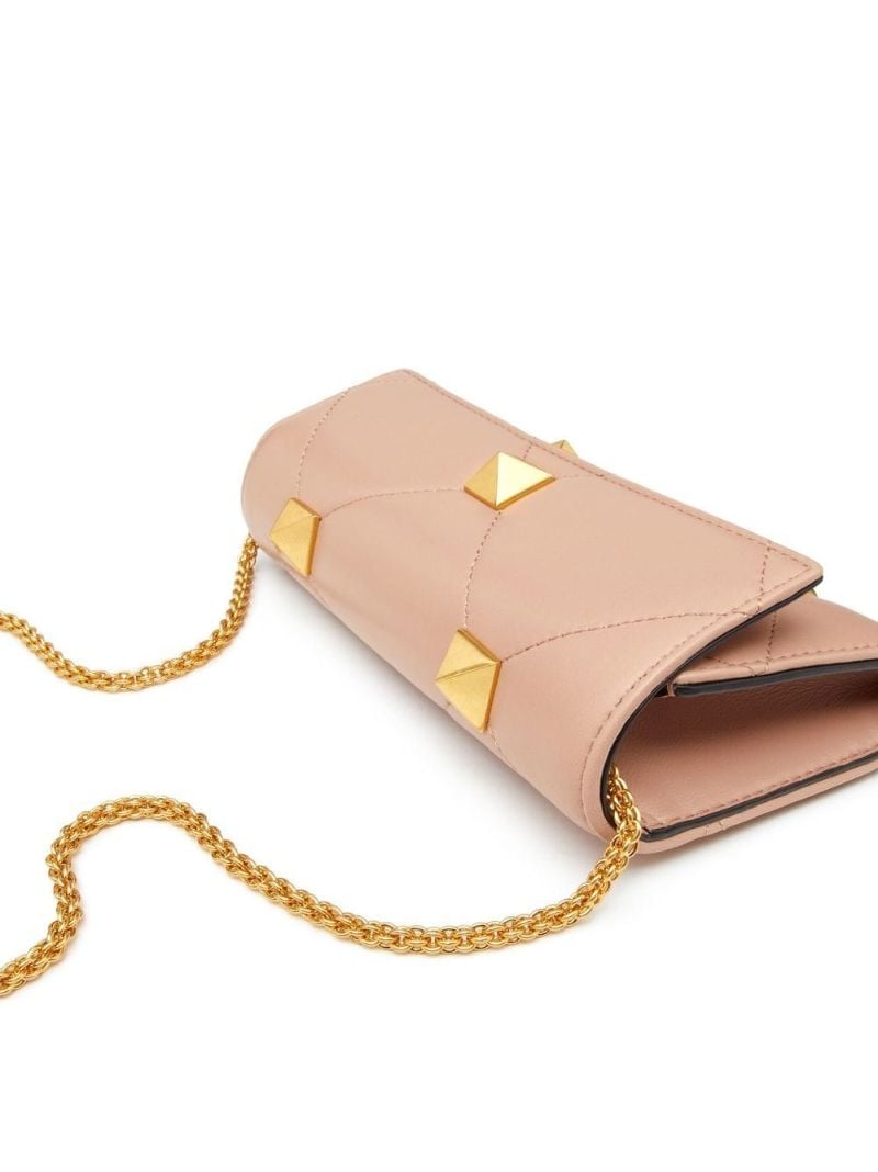 Brown Roman Stud Chain Wallet
