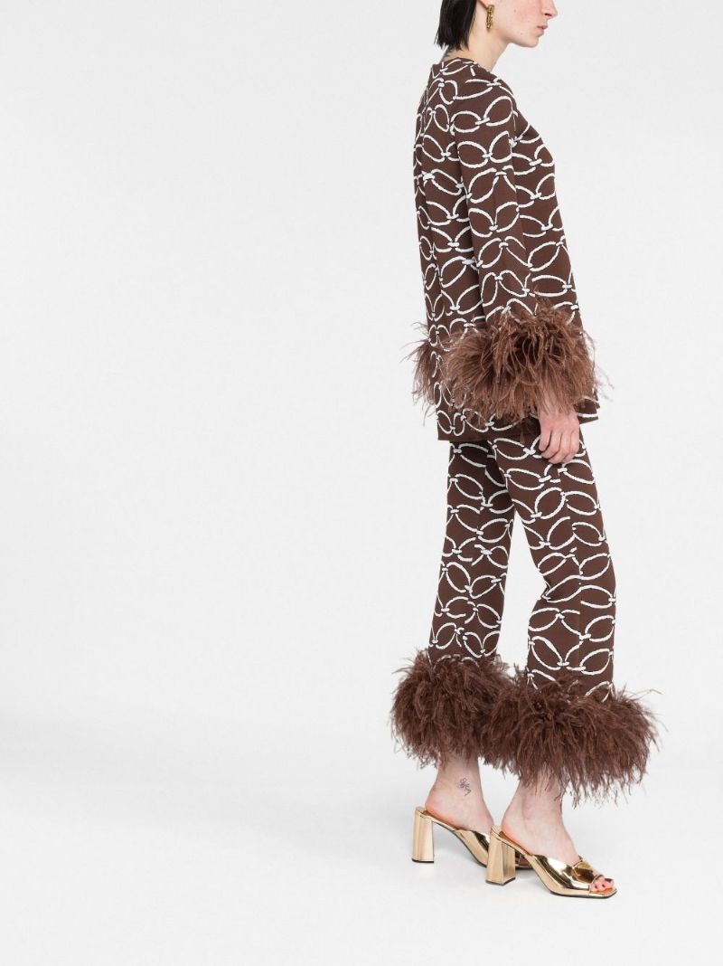 Brown Chain 1967 Feather Trim Sweater