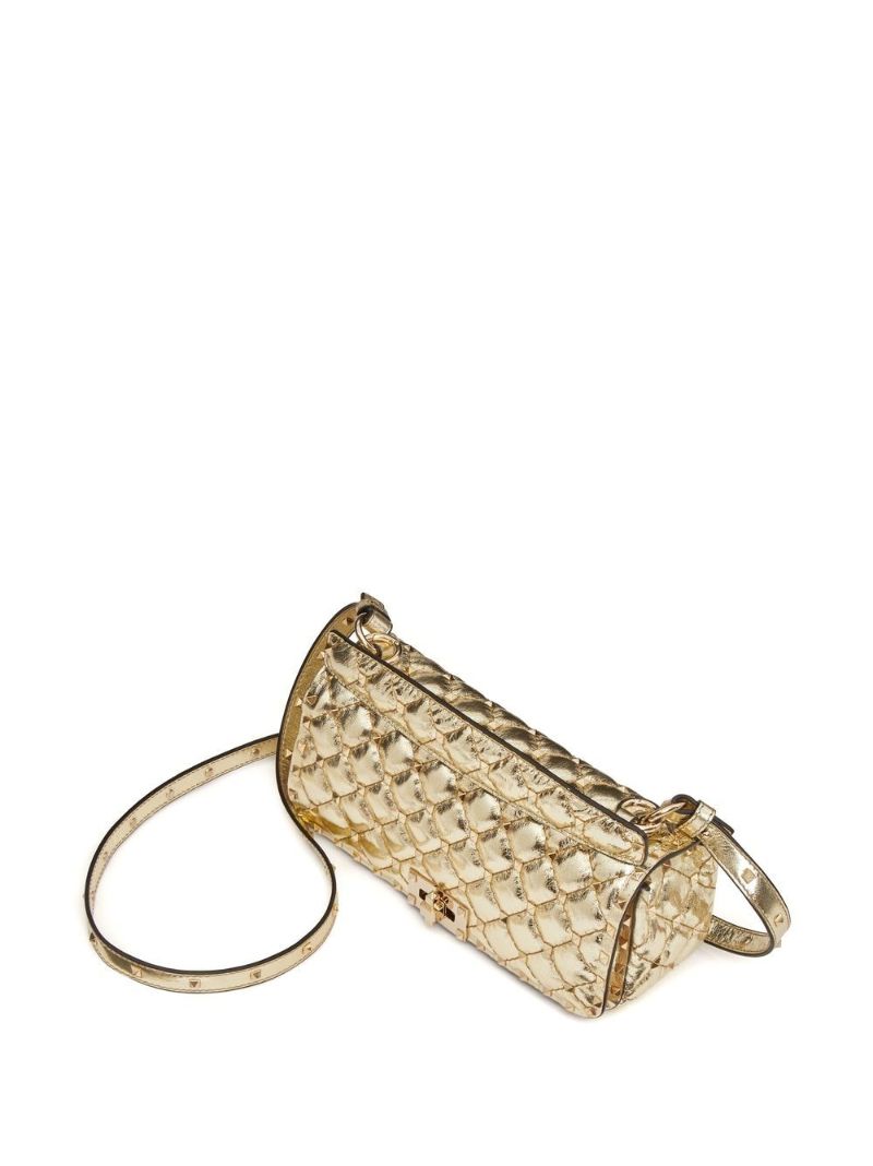 Gold Rockstud Spike Quilted Shoulder Bag