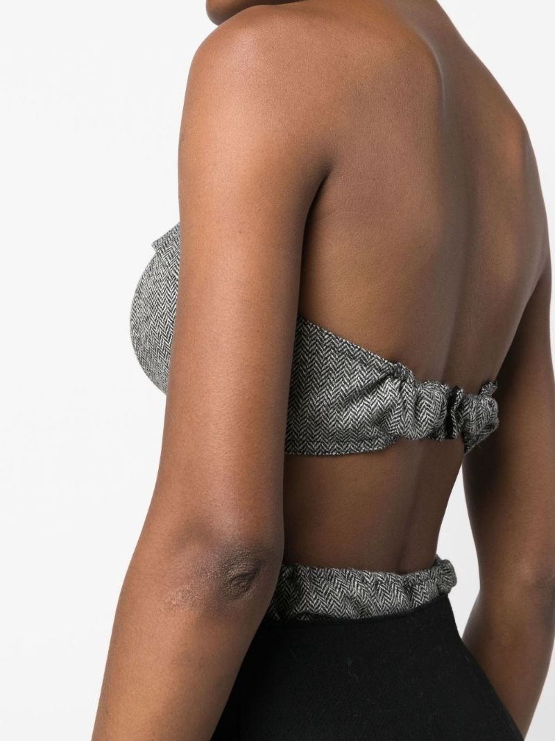 Grey Herringbone Wool Bodysuit