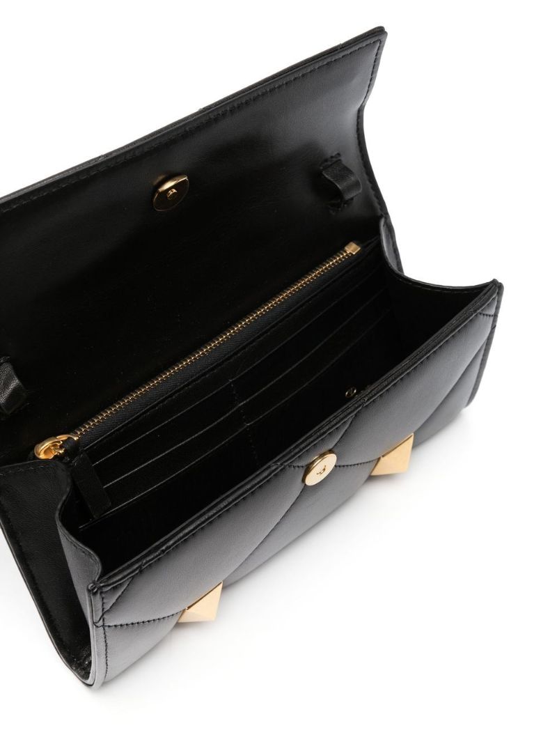 Black Roman Stud Leather Shoulder Bag
