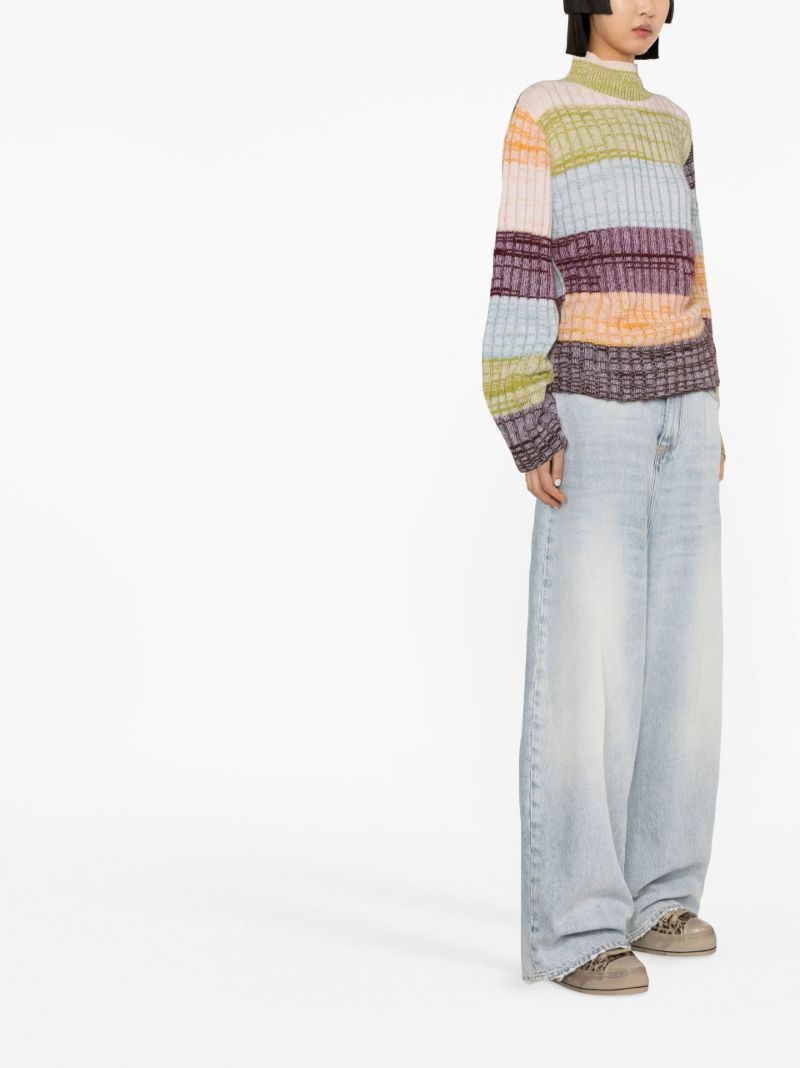 Green Oasis Striped Cashmere Sweater