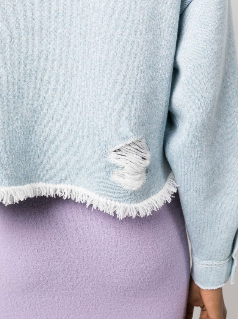 Blue Distressed Fringed Jacket
