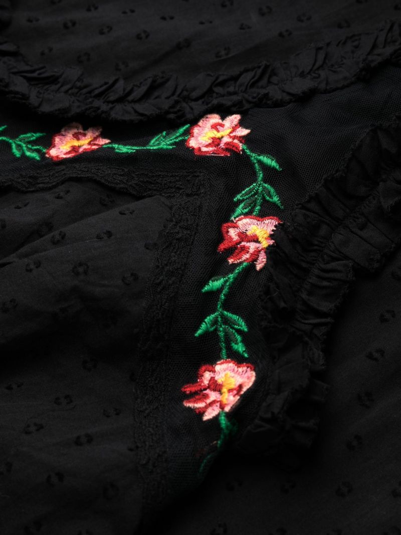 Black Adela Embroidered Nightdress