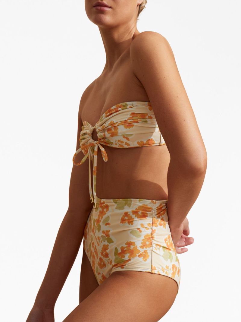 White Lilium High Waisted Bikini Bottoms