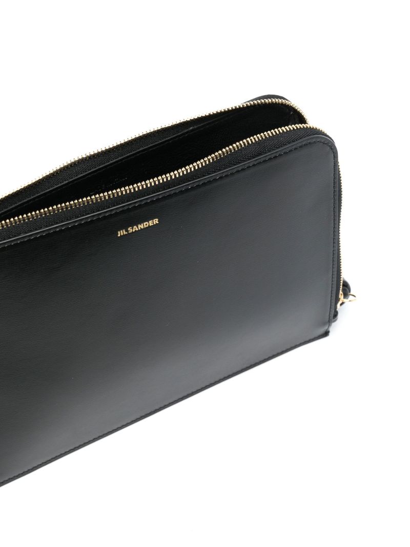 Black Zip Around Leather Wallet