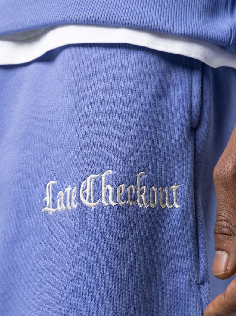 Blue Embroidered Logo Cotton Track Pants