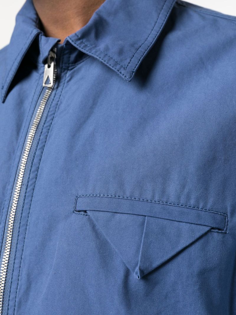 Blue Cotton Zip-up Shirt Jacket