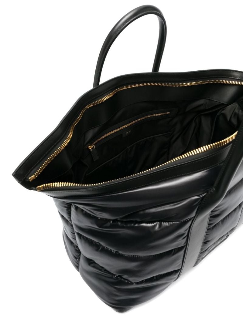Black Padded Leather Holdall Bag