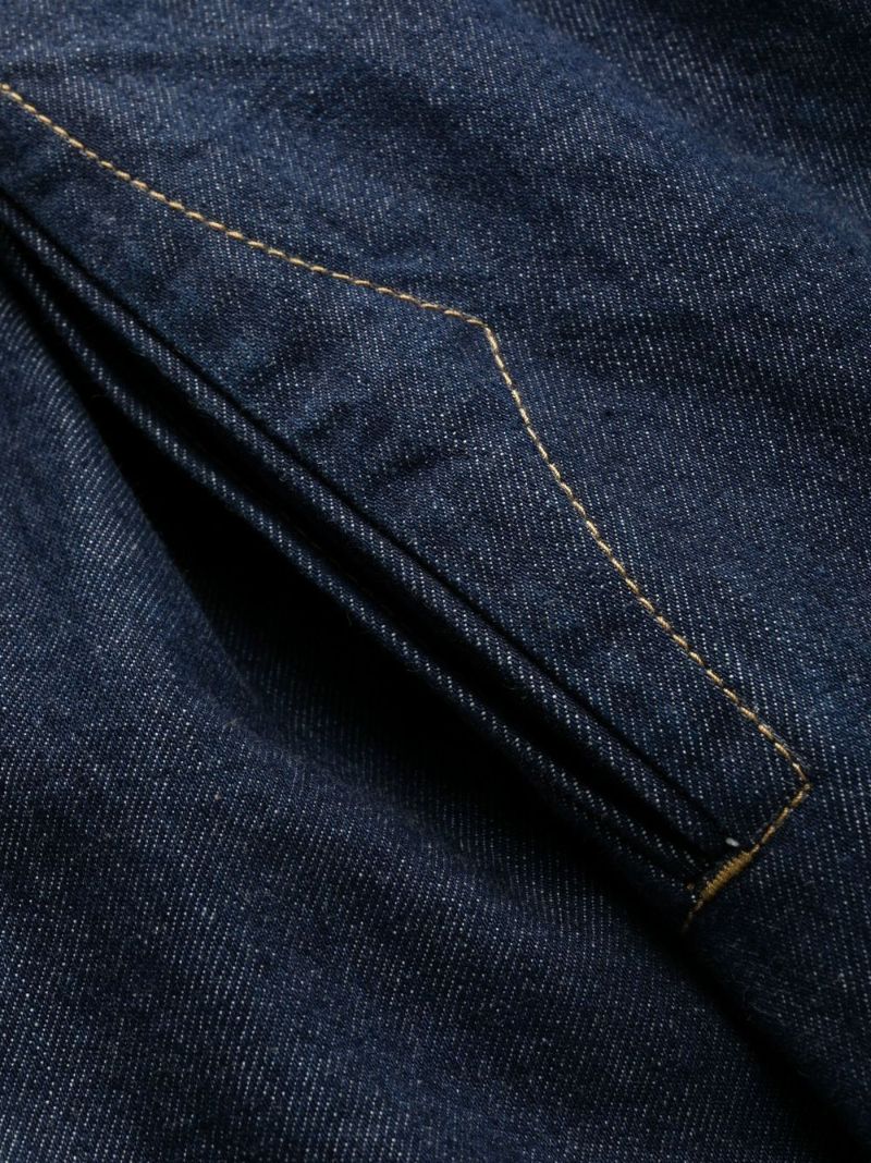 Blue Pleated Wide-leg Jeans