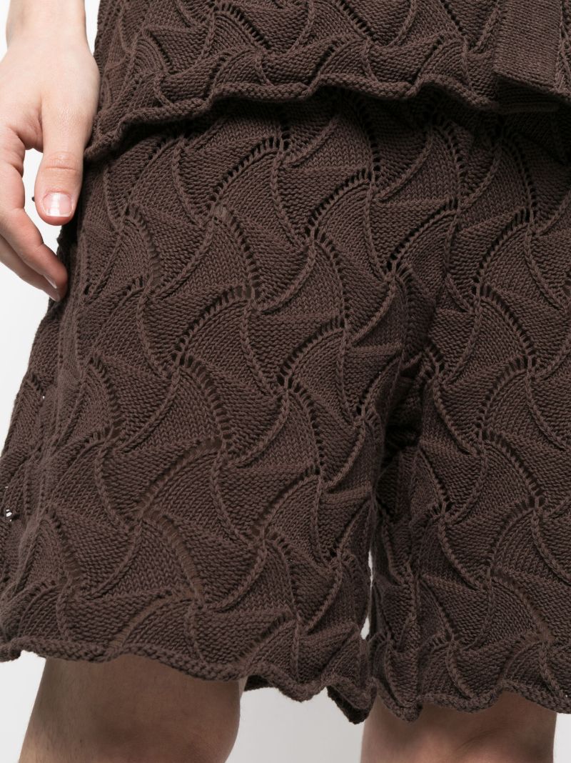 Brown Wave Knit Shorts