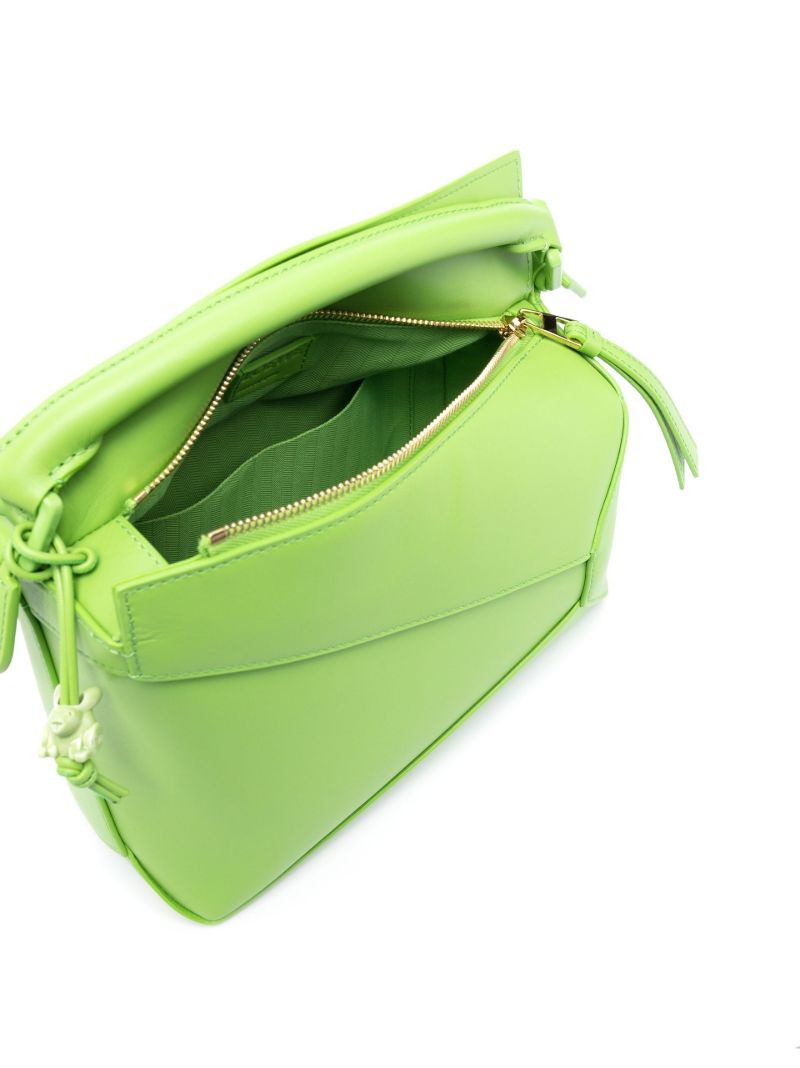 Green Puzzle Edge Small Leather Cross Body Bag