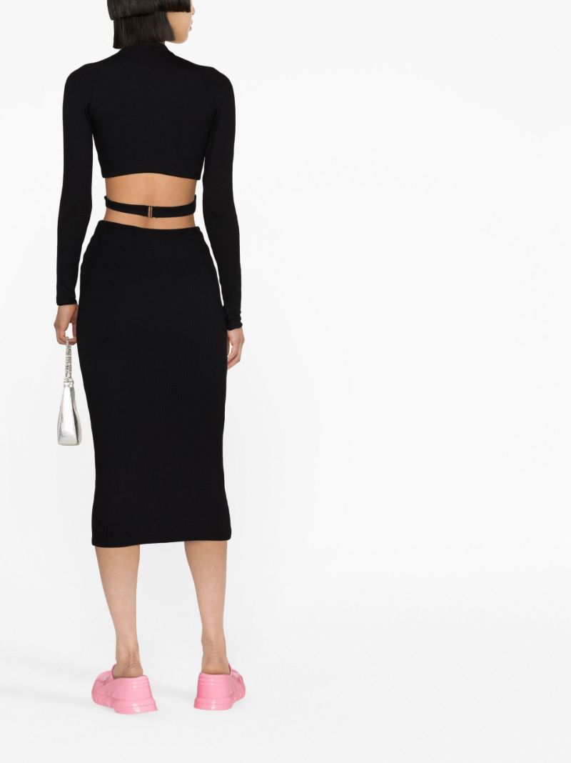Black Bowie Crossover Midi Knitted Skirt