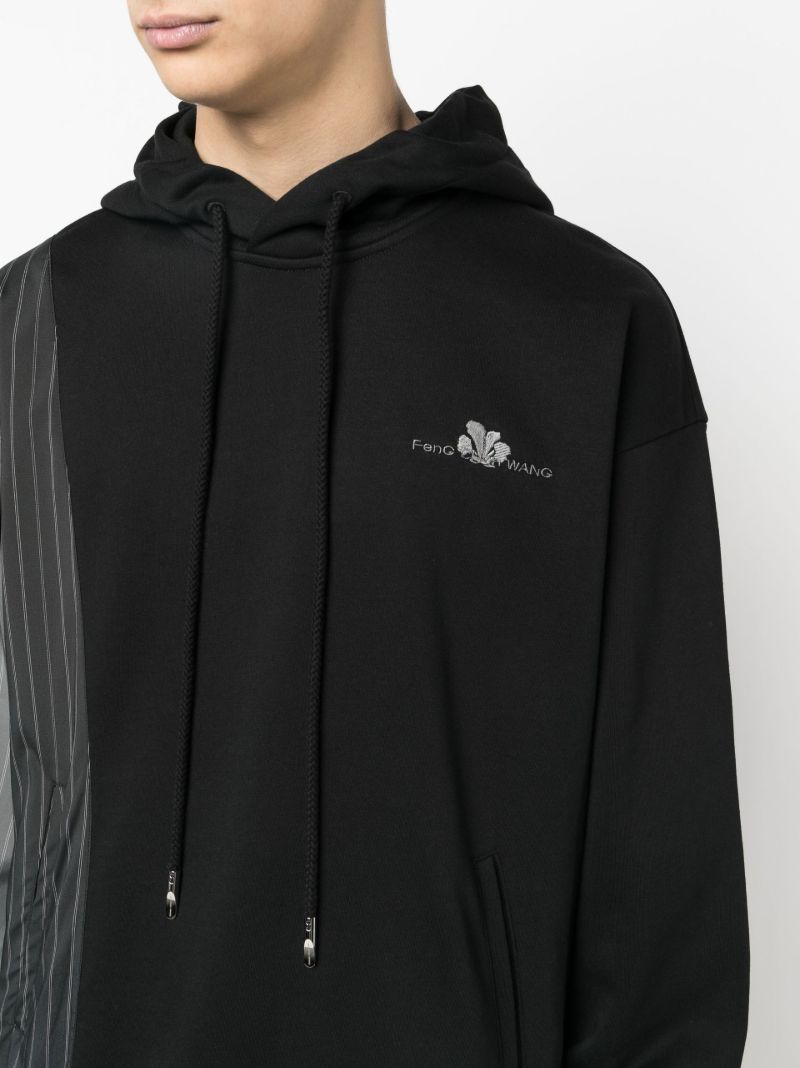 Black Patchwork Sleeve Hoodie