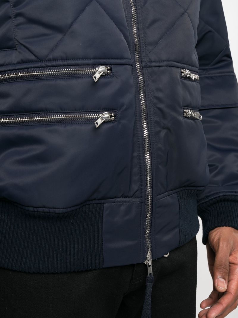 Blue Quilted Aviator Jacket