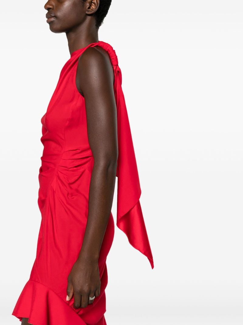 Red Cut-out Asymmetric Silk Dress