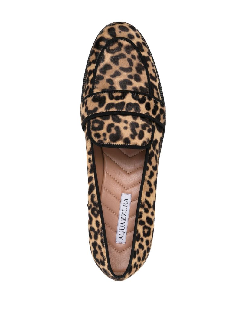Neutral Martin Leopard Print Leather Loafers