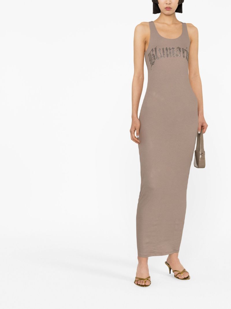Brown Logo-embellished Cotton Dress