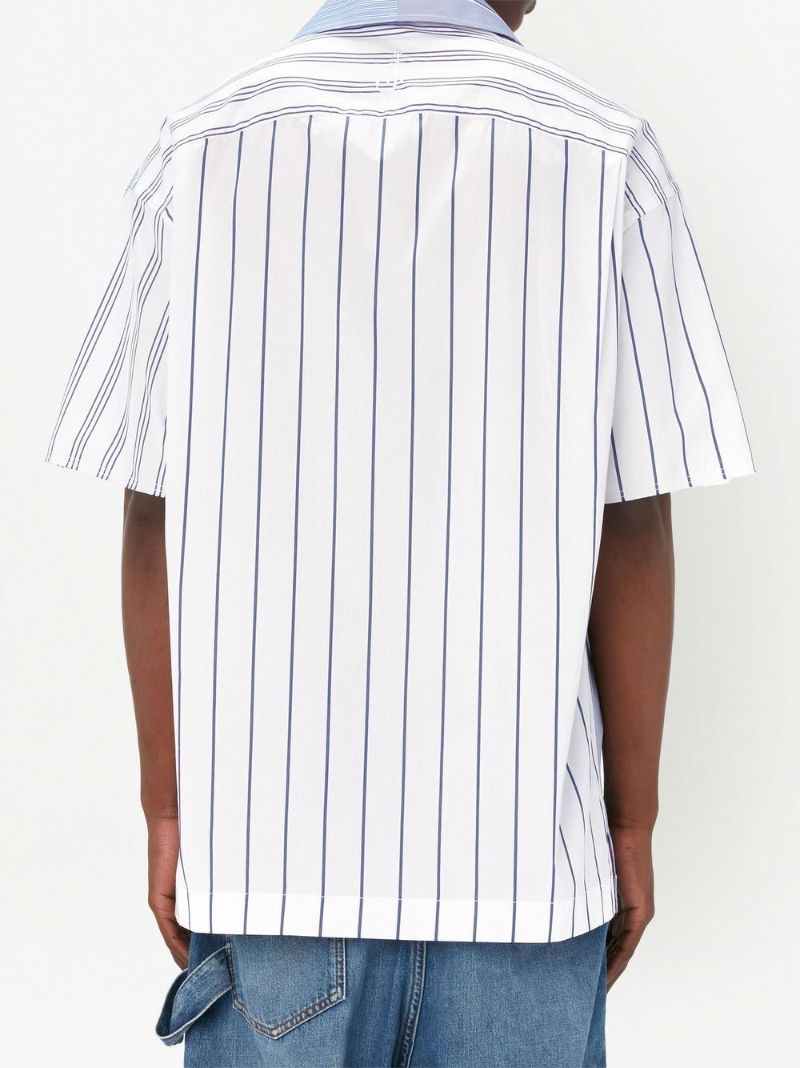 Blue Panelled Stripe-print Shirt