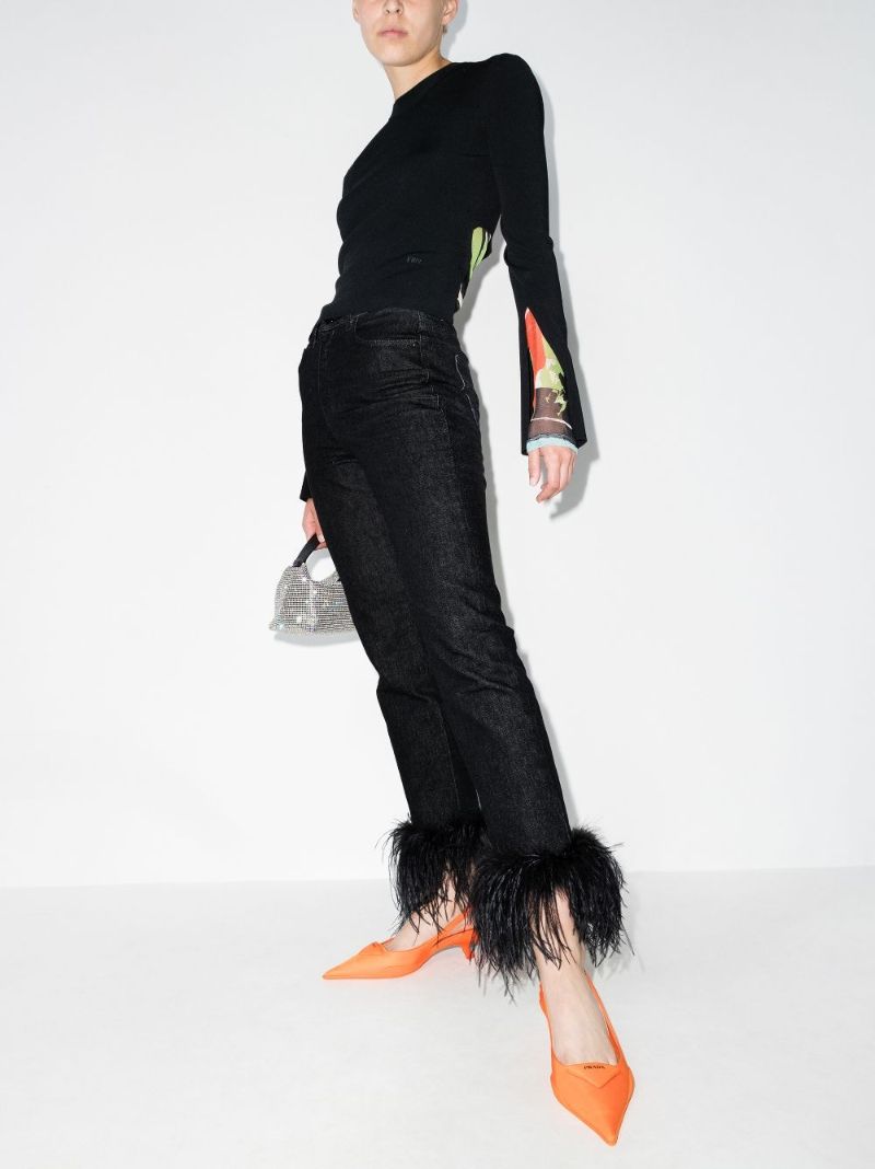 Feather Trim Jeans