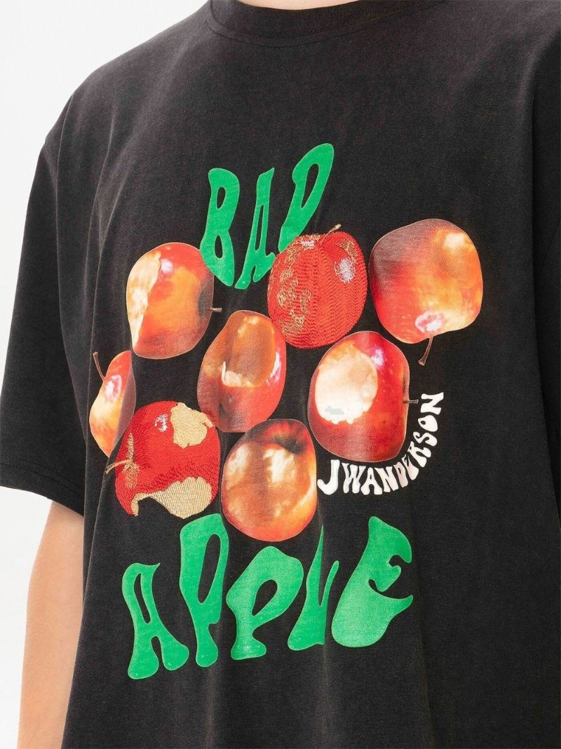Black Bad Apple Print Cotton T-shirt