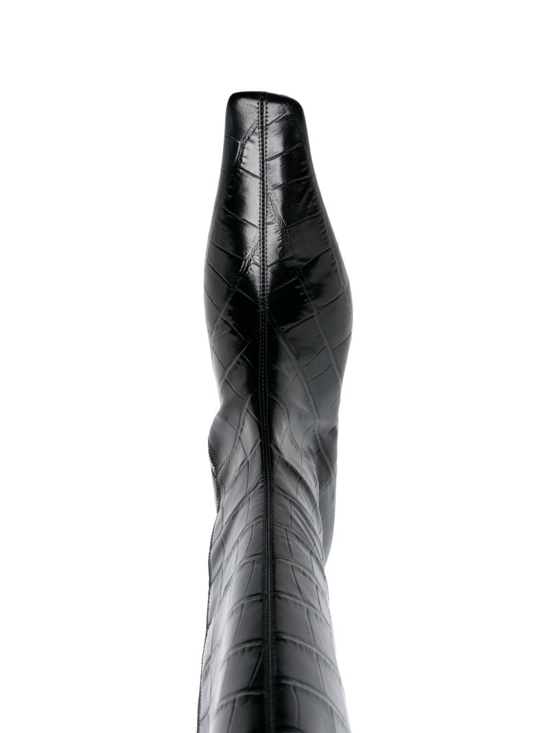Black 70 Mock Croc Leather Boots