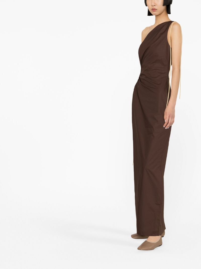 Brown Jeanne One-shoulder Maxi Dress