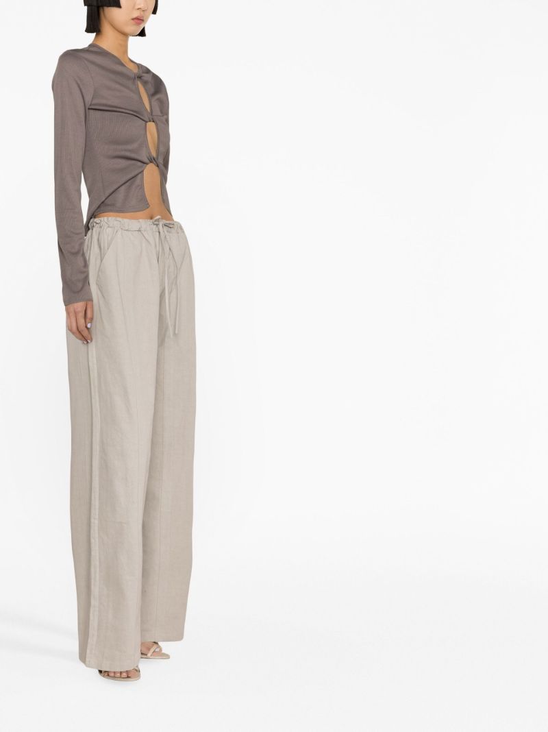 Neutral Wide-leg Cotton Trousers