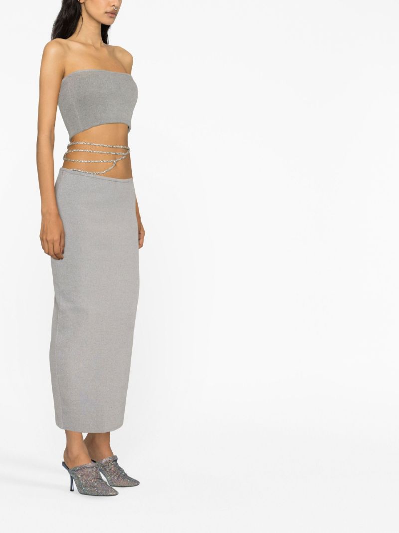 Grey Crystal Lattice Midi Skirt