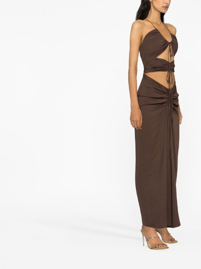 Brown Disconnect Cut-out Ruched Dress