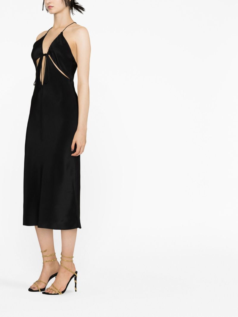 Black Triquetra Cut-out Silk Midi Dress