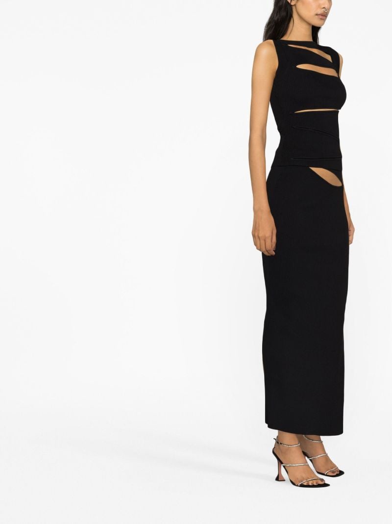 Black Cut-out Ribbed-knit Skirt