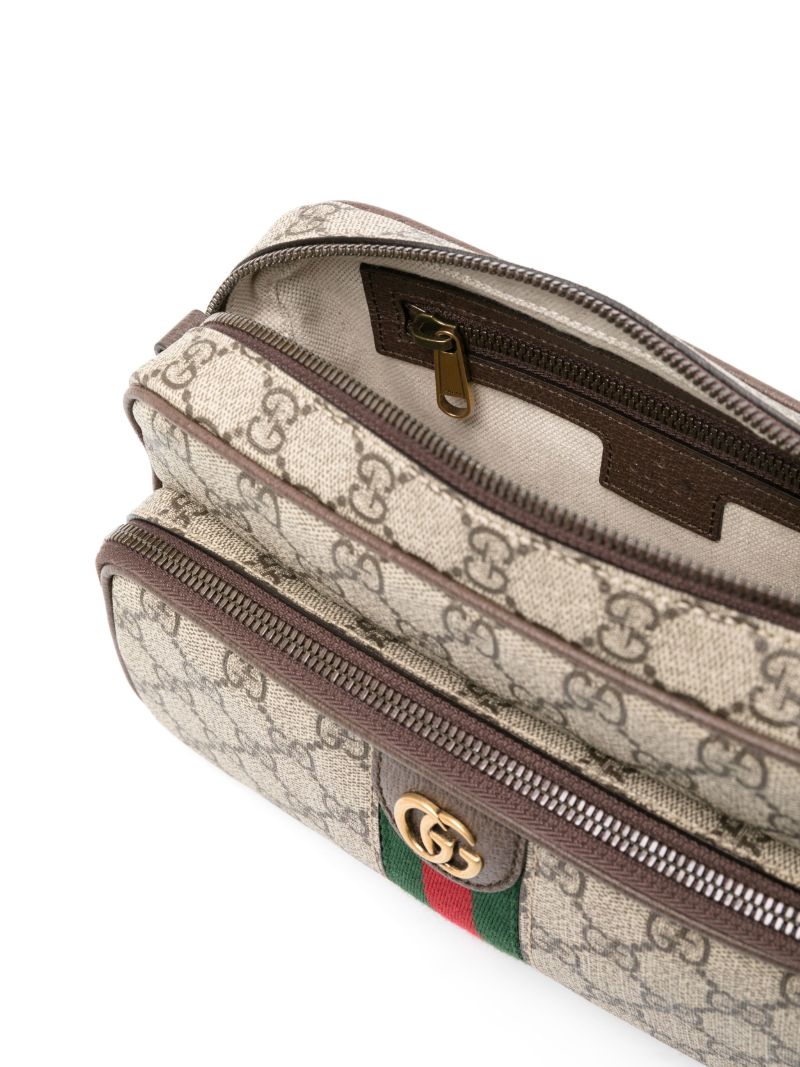Neutral Ophidia Gg Canvas Shoulder Bag