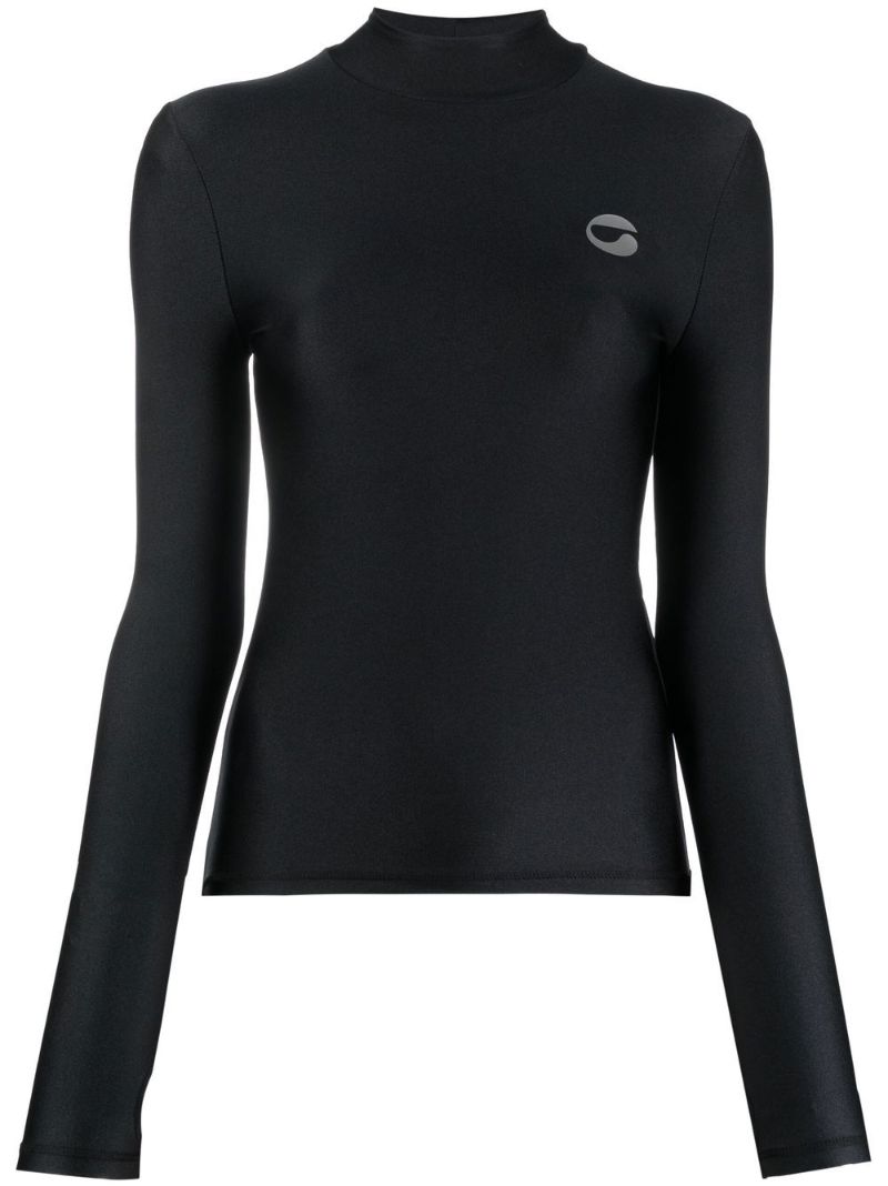 Black Logo-print Mock-neck Top