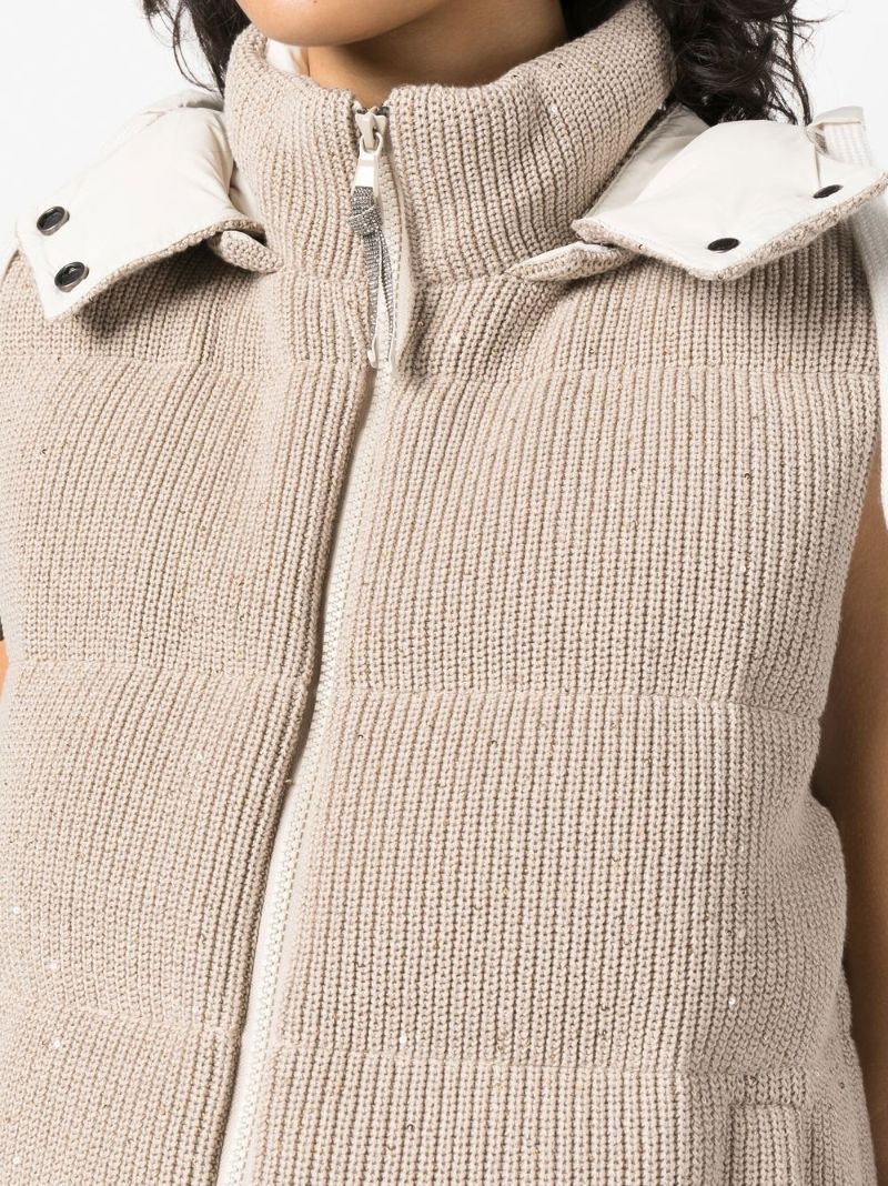 Neutral Dazzling Padded Knit Vest