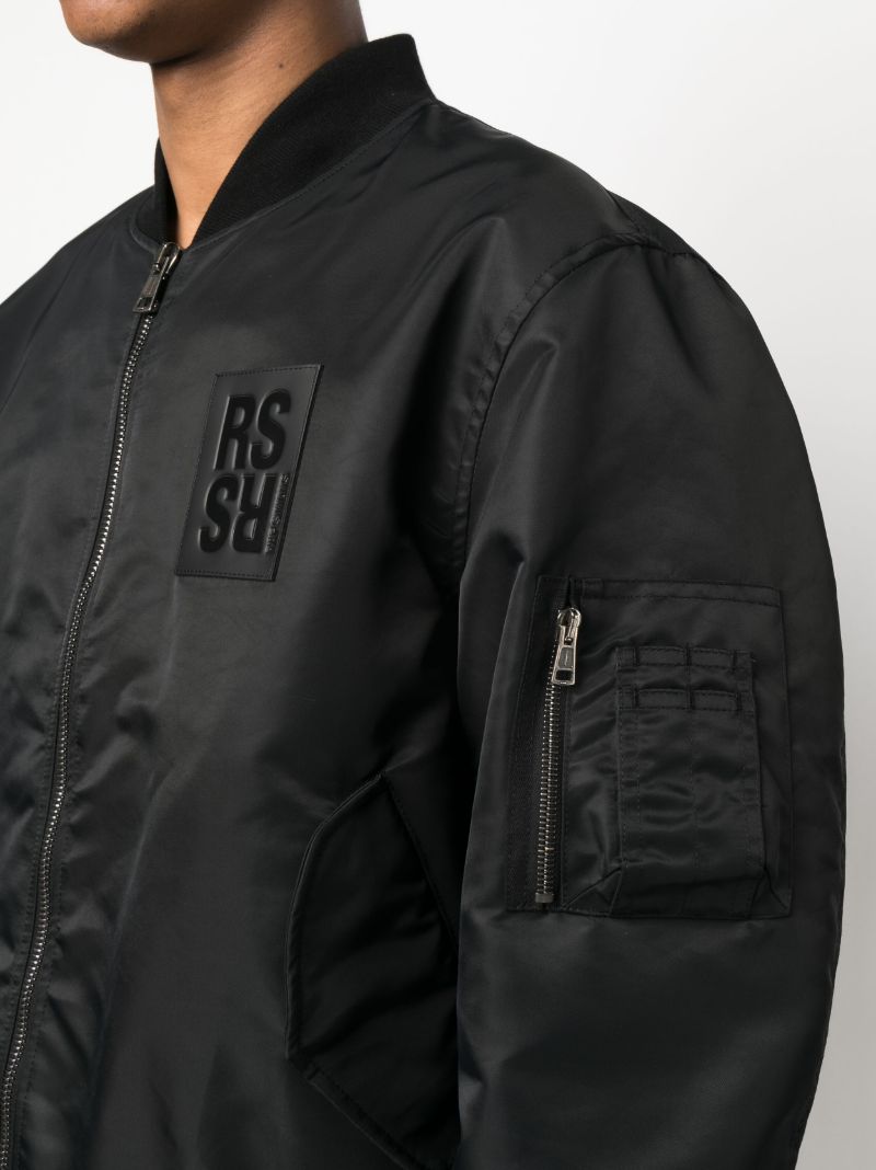 Black Logo Patch Bomber Jacket