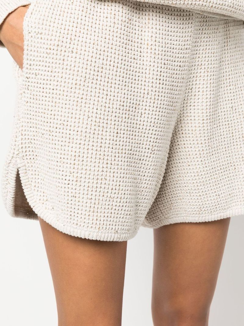 Neutral Knitted Drawstring Shorts