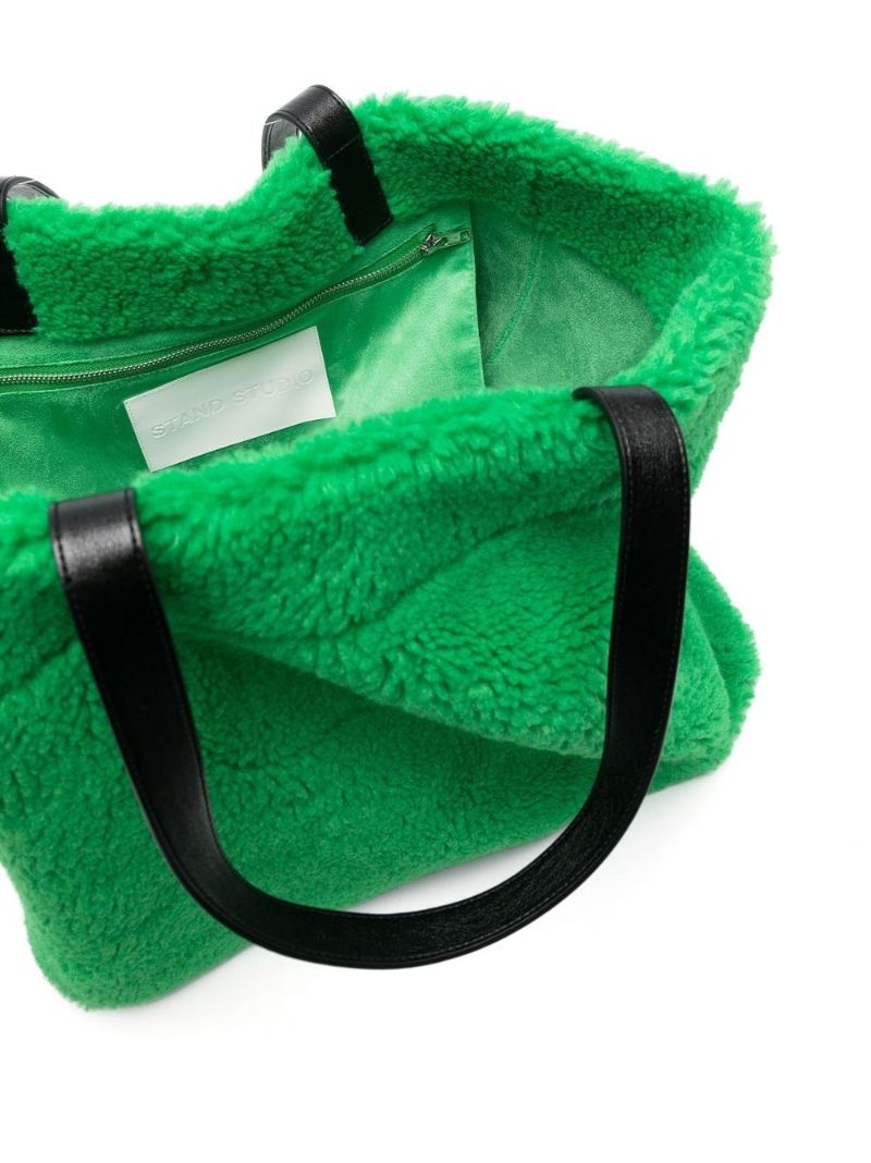 Green Faux-shearling Tote Bag