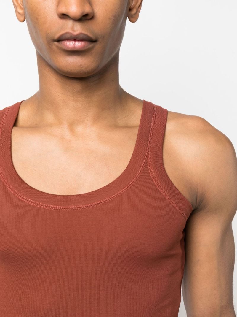 Brown Scoop Neck Cotton Vest Top