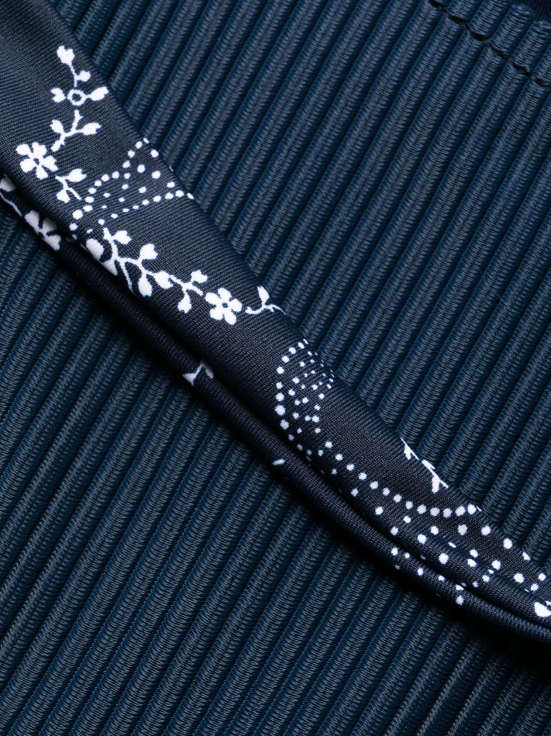 Blue Thea Ribbed Bandana Print Swimsuit